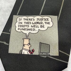 Dilbert Mens Tie Dilbert Cartoon Justice Character Black White Graphic Print‎